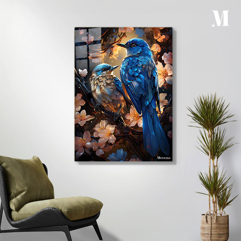 Birds sittings on a twig