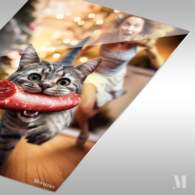 Cat Steals Sausage