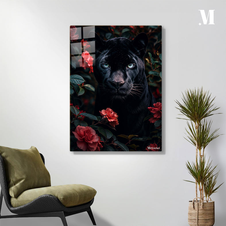 Panther Amidst Crimson Roses