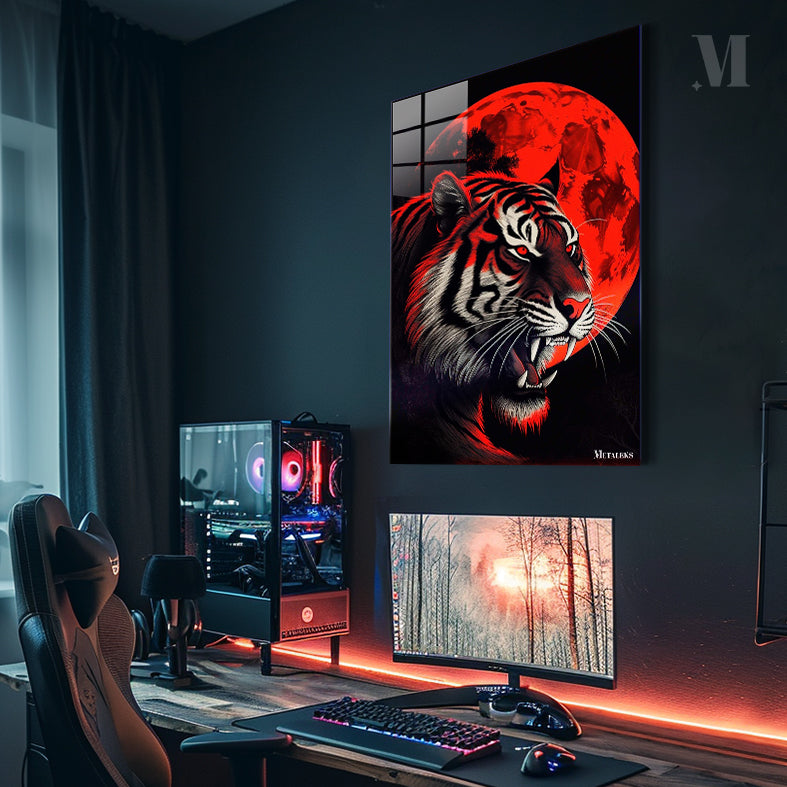 Tiger and red Moon