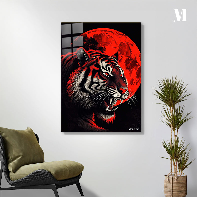 Tiger and red Moon
