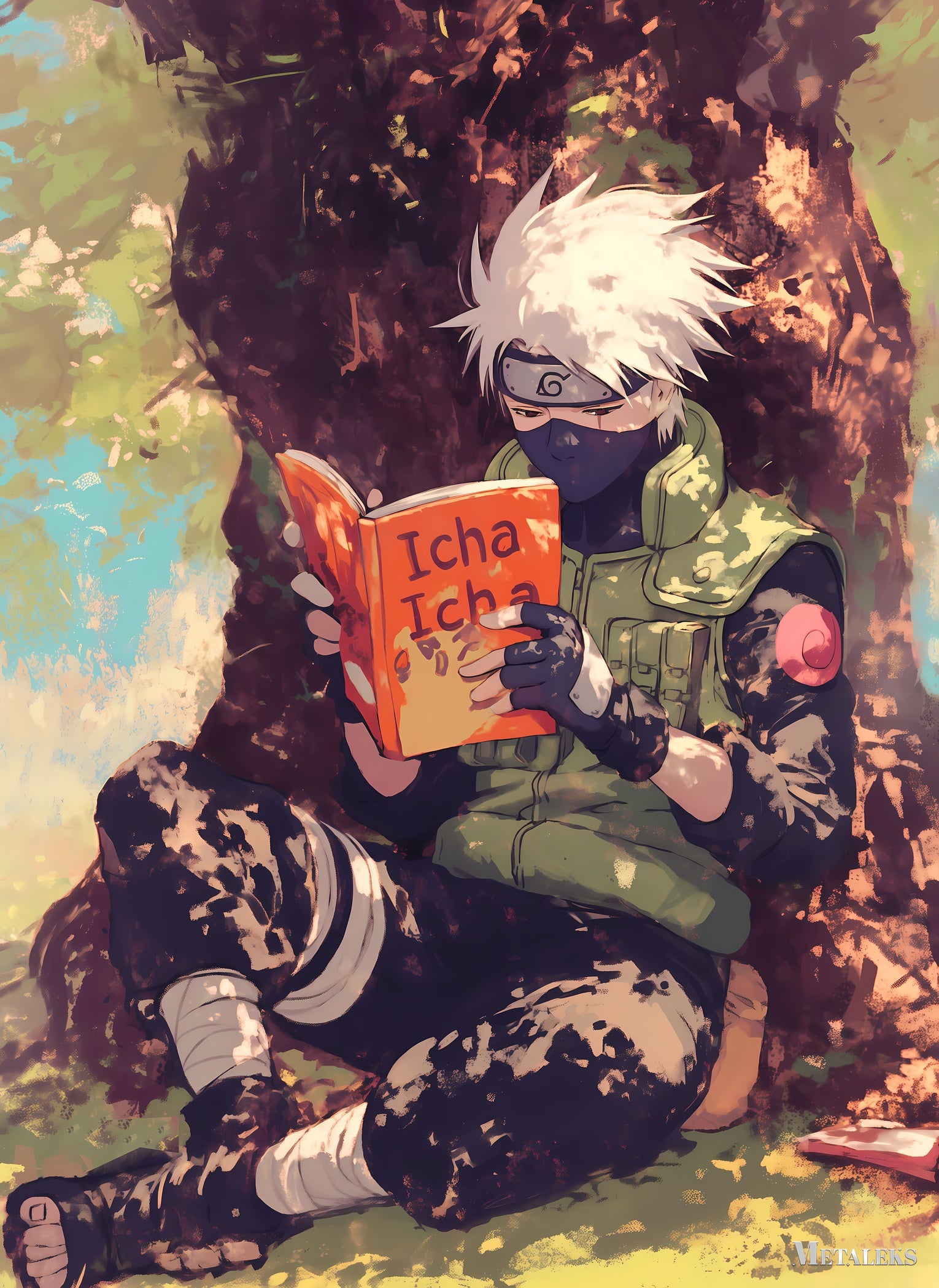AE040 Kakasi is reading a novel ~ Anime Naruto