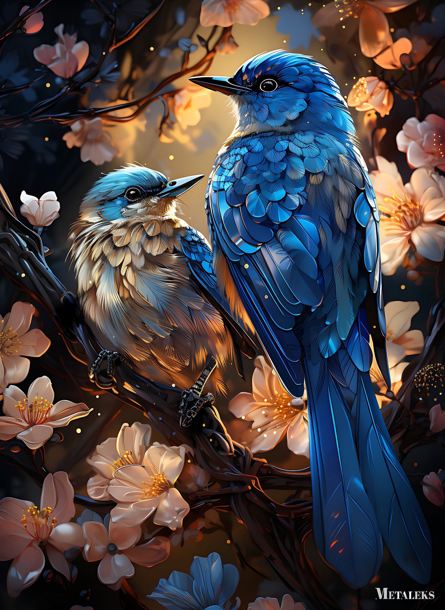 Birds sittings on a twig