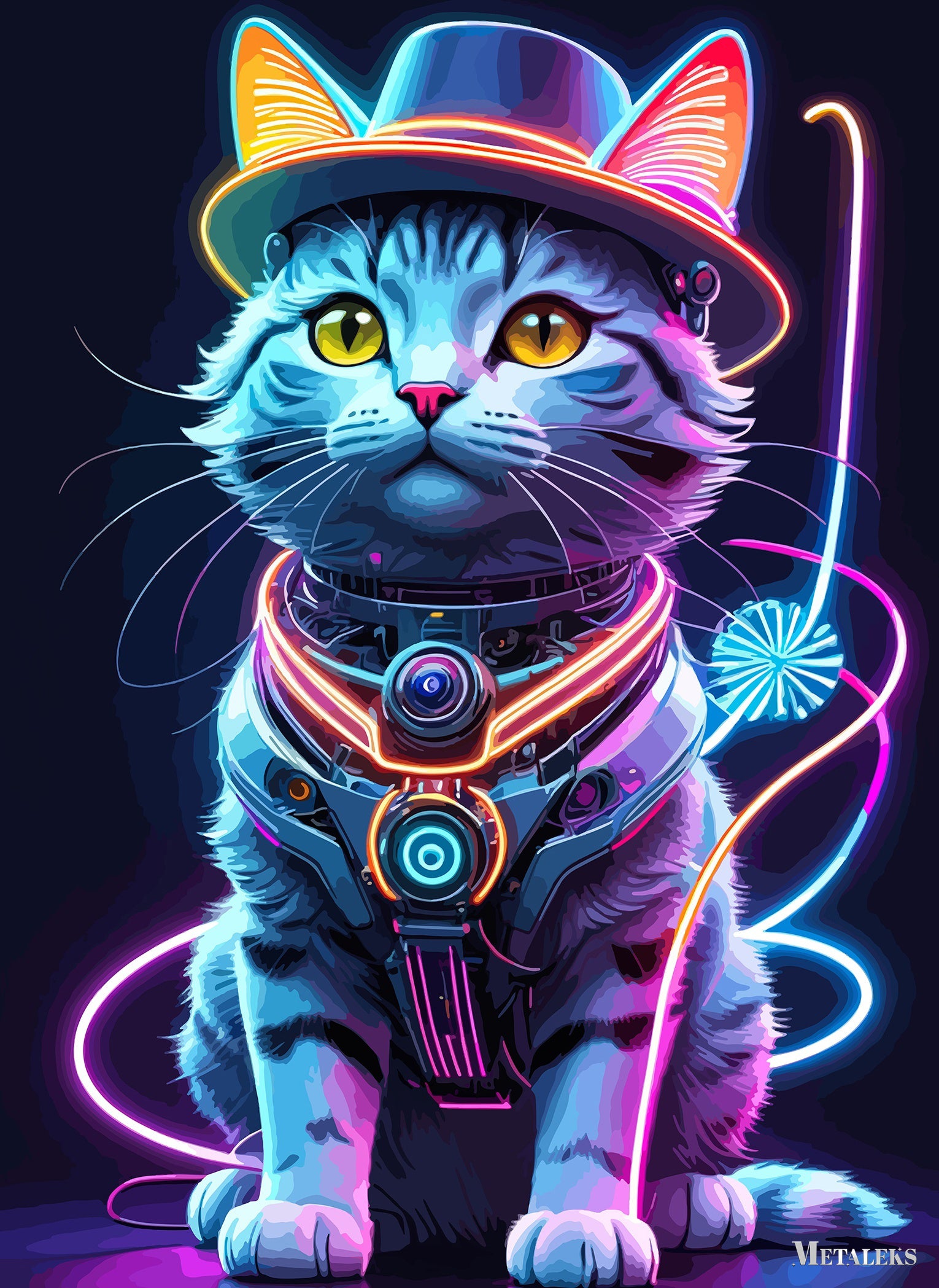Cats neon bat