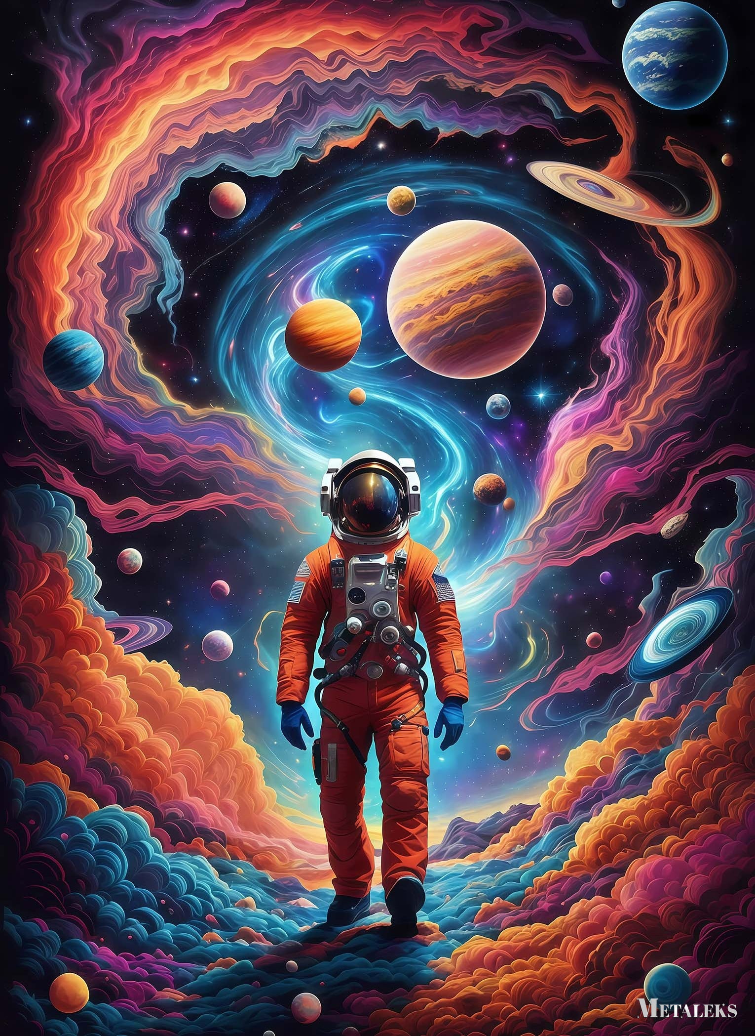 Colorful astronaut Space