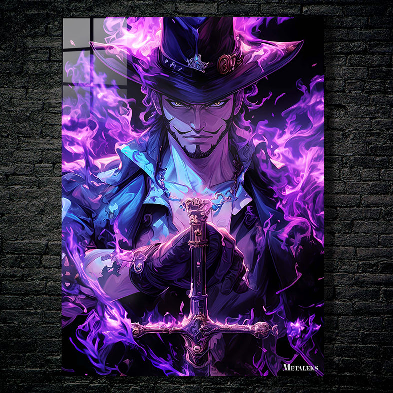 Dracule Mihawk Purpel Flame   Anime One Piece