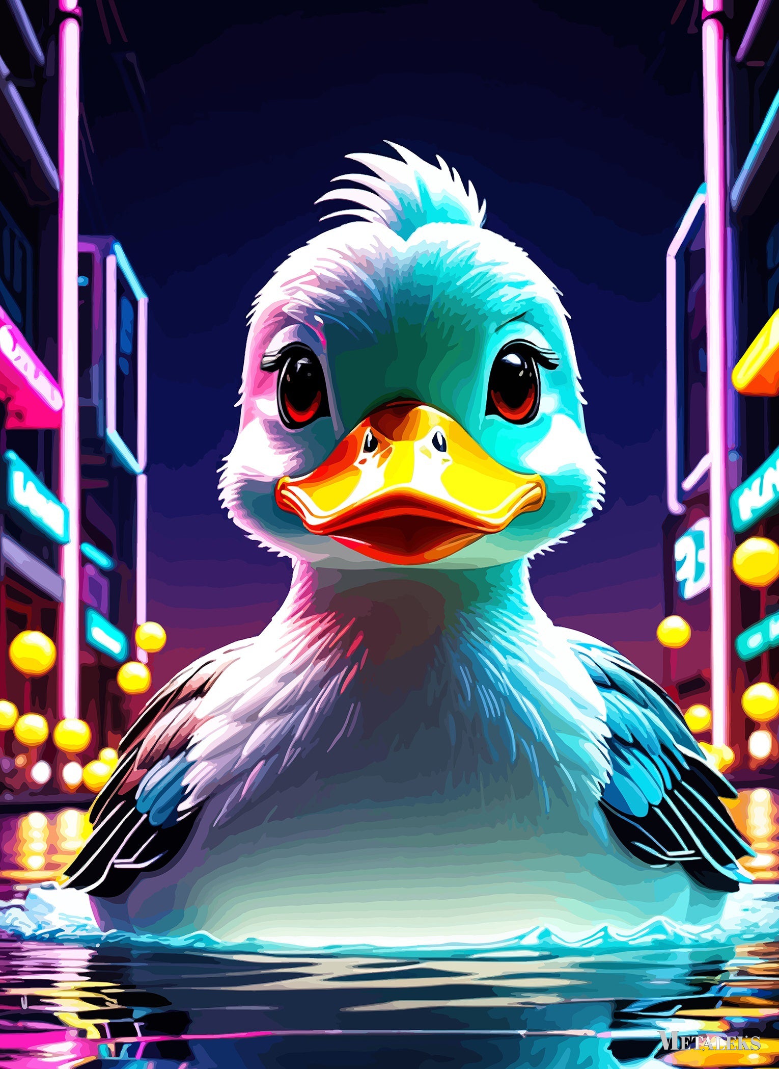 Duck in the air neon