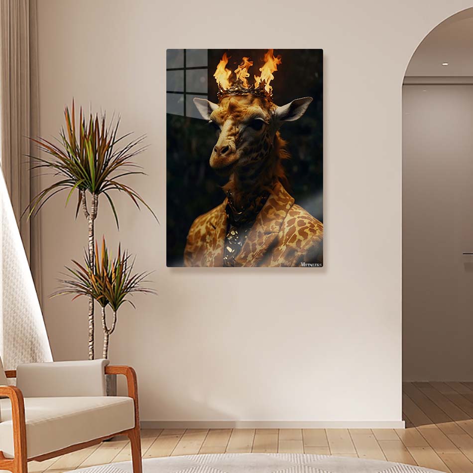 Giraffe King with crown on fire