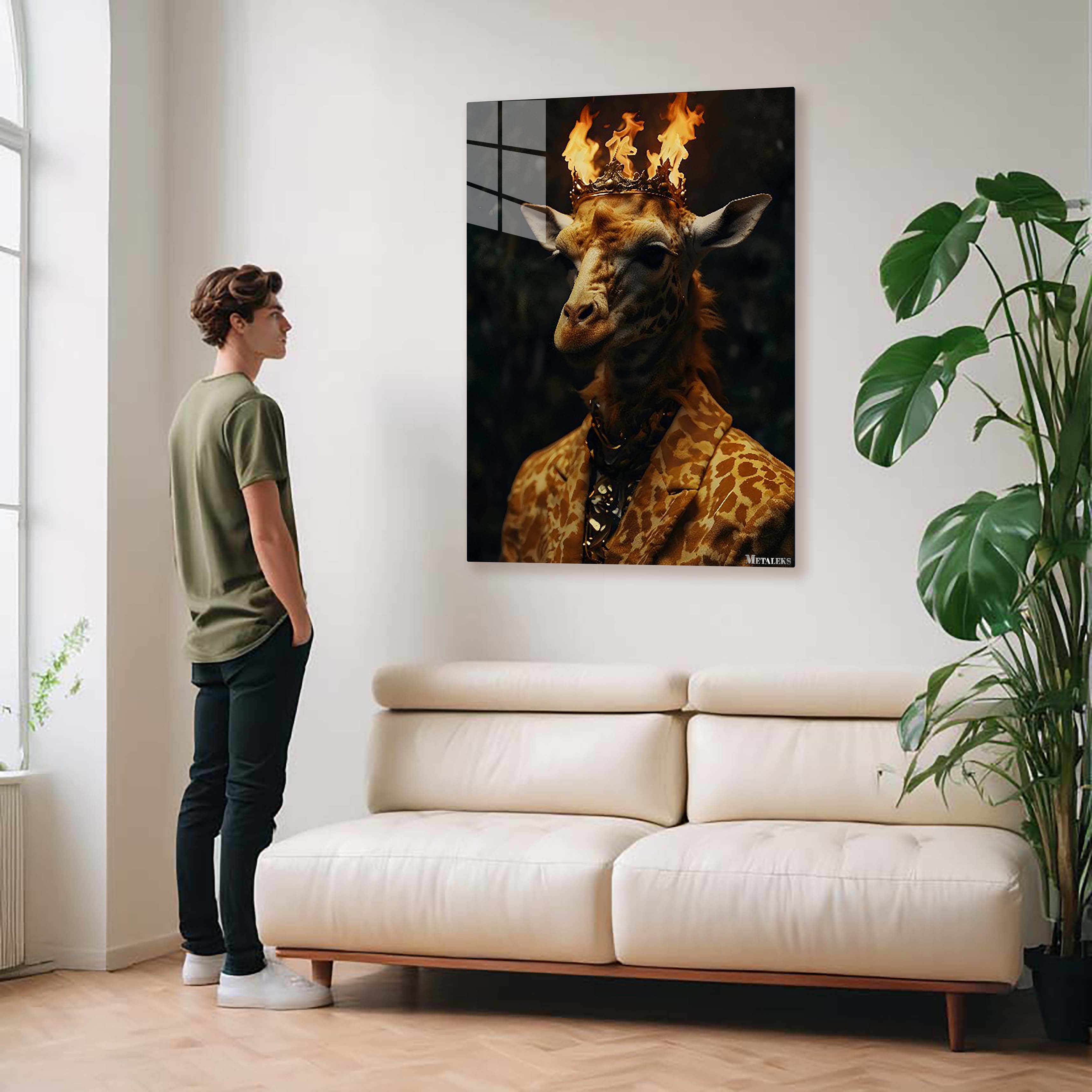 Giraffe King with crown on fire