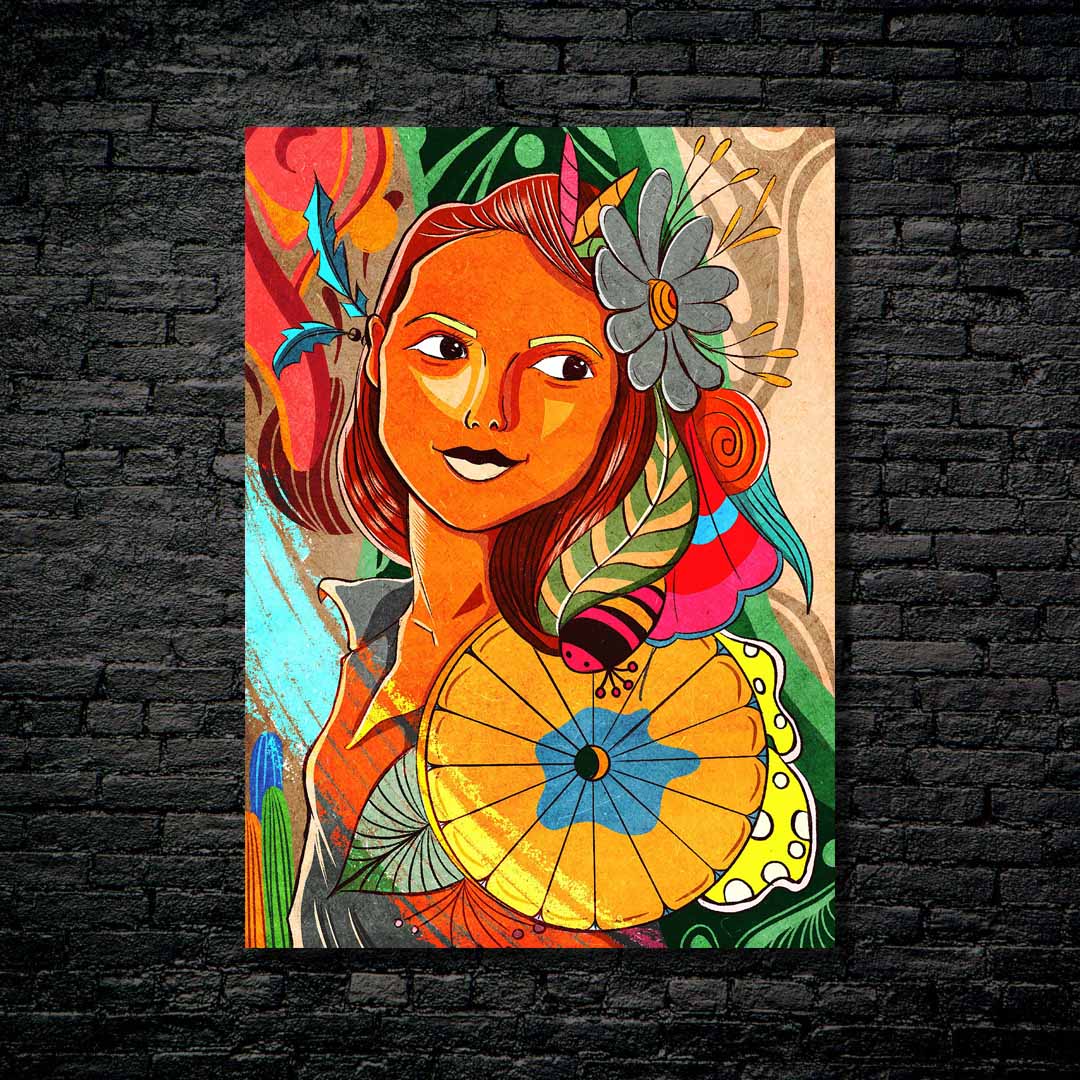 Girl In Coloful Botanical