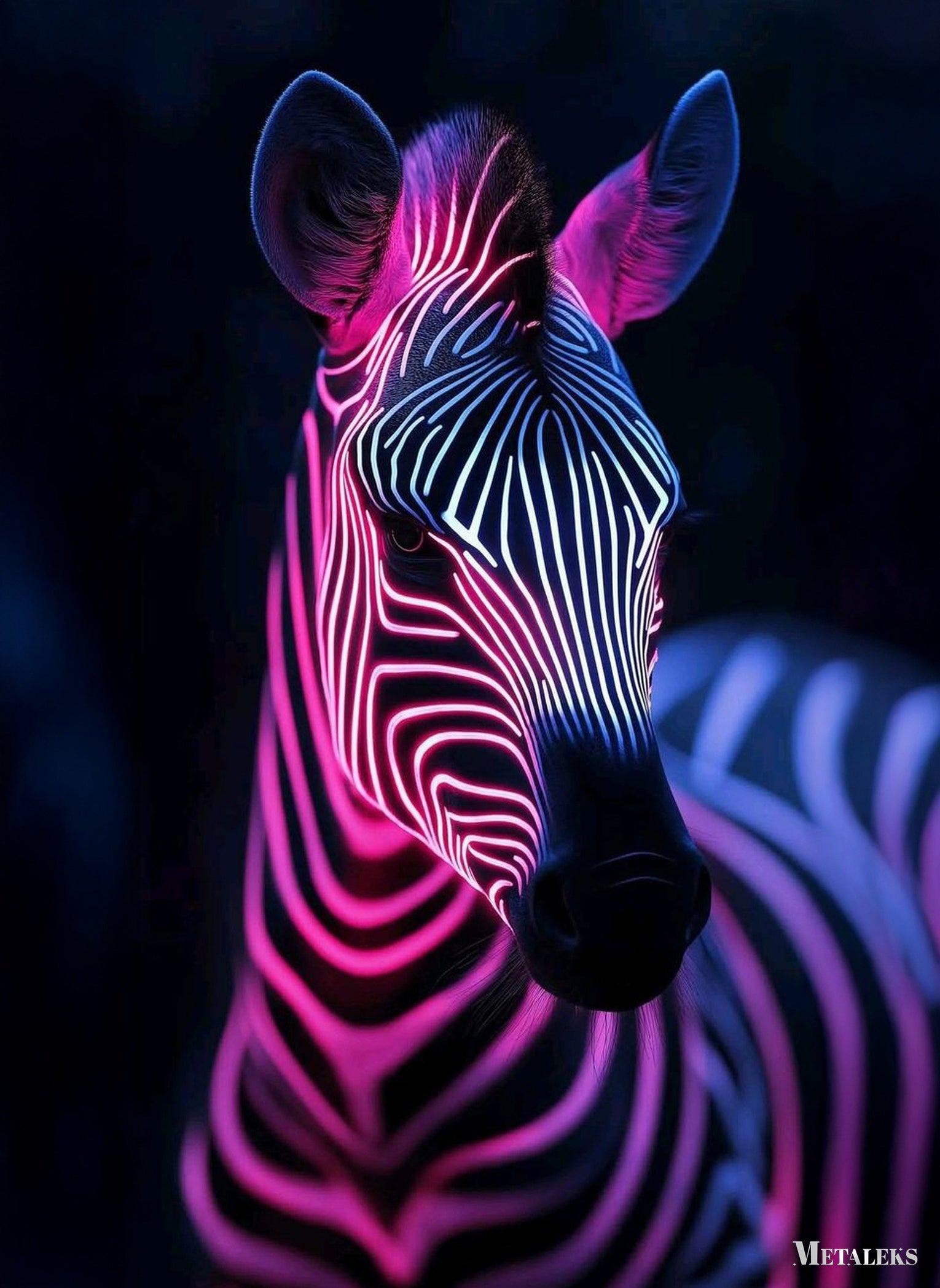 Glowing Neon Zebra