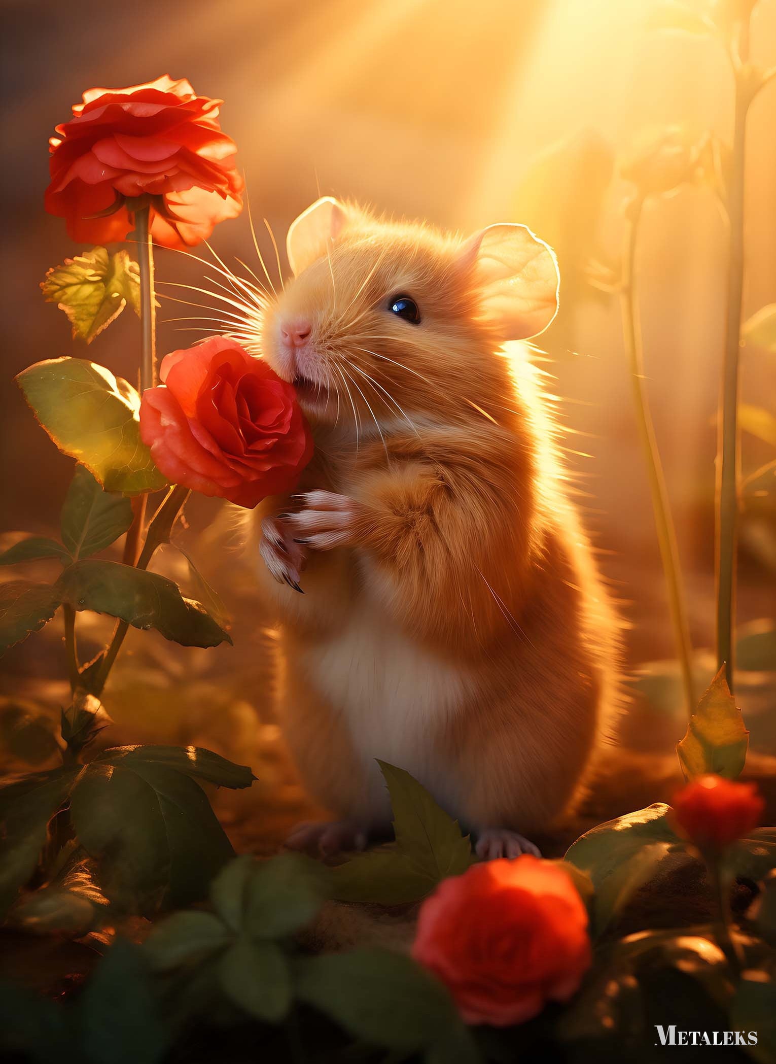Hamster in Roses