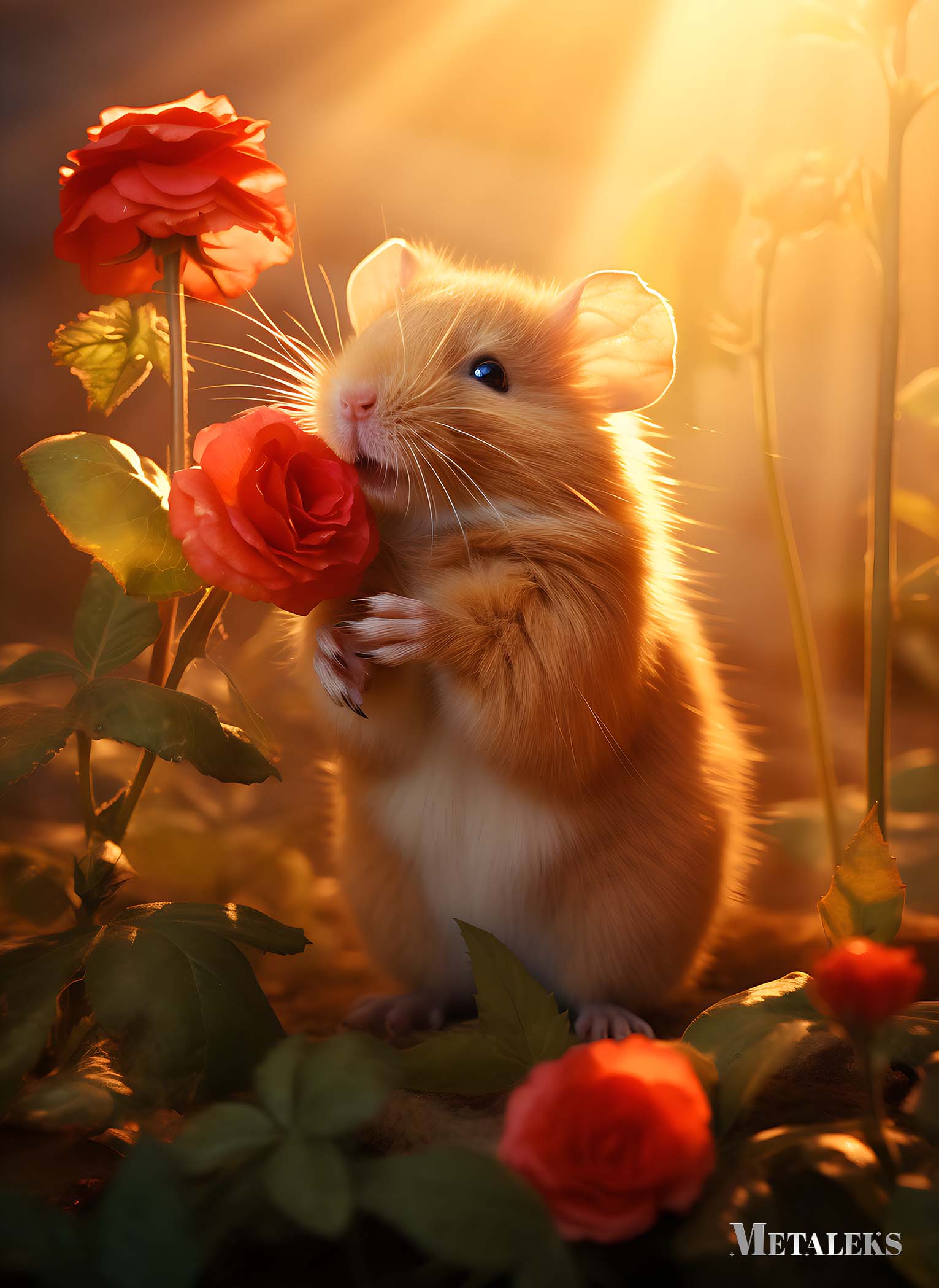 Hamster in Roses