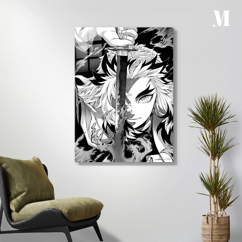Kyojuro Rengoku black and white