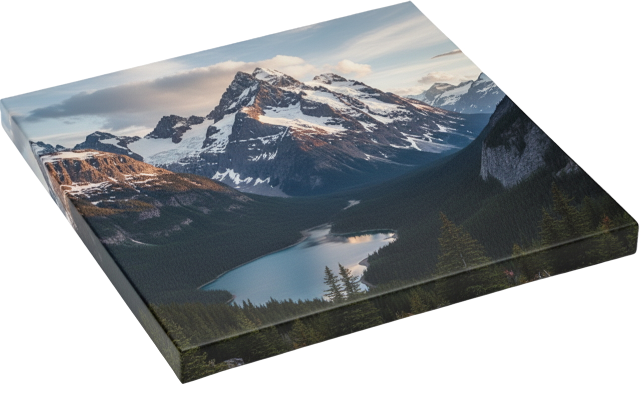 Custom canvas print of landscape, abstract, or modern art, ready to display