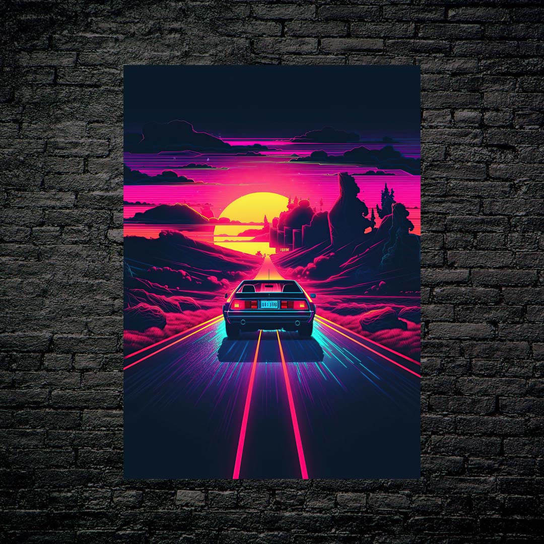 Neon Retro Car