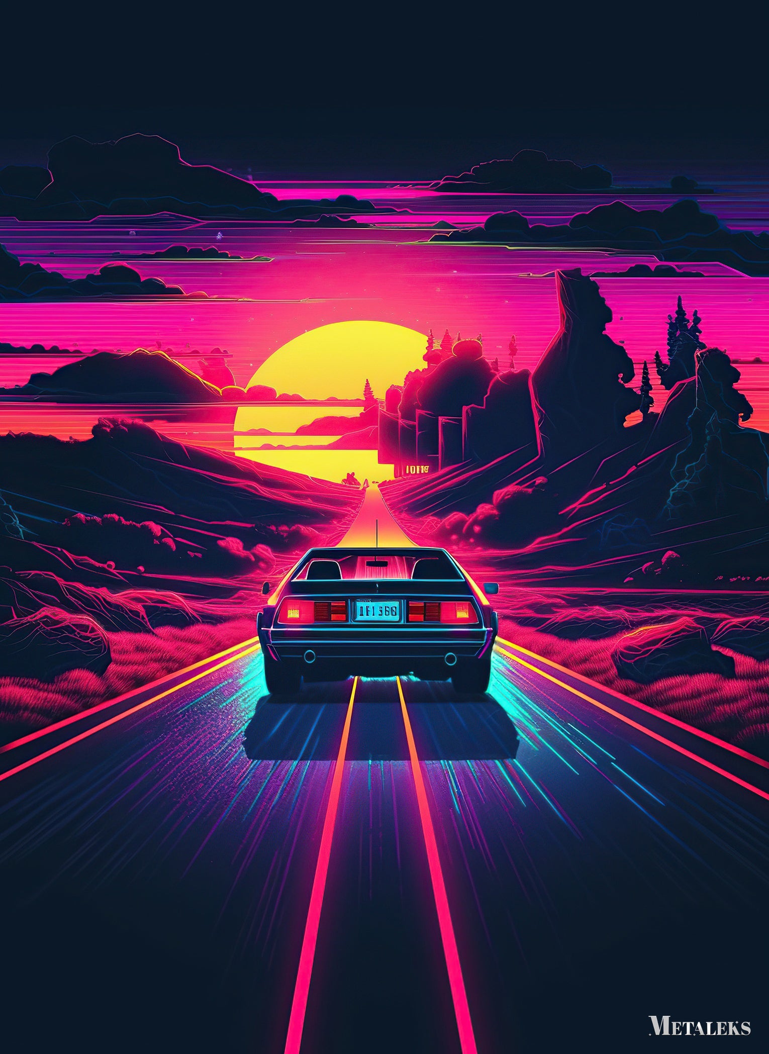 Neon Retro Car