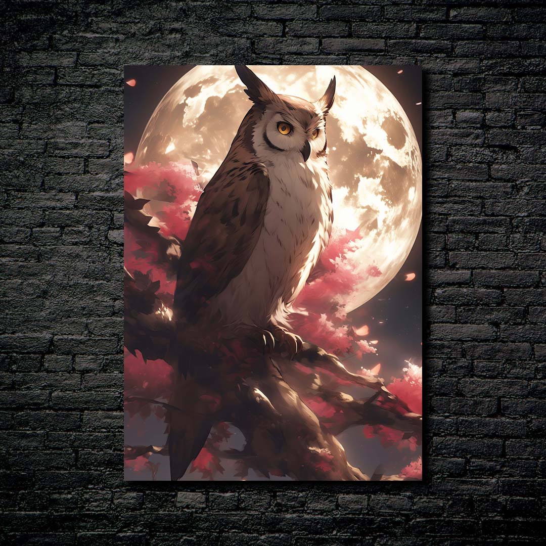 Owl Sakura Moon