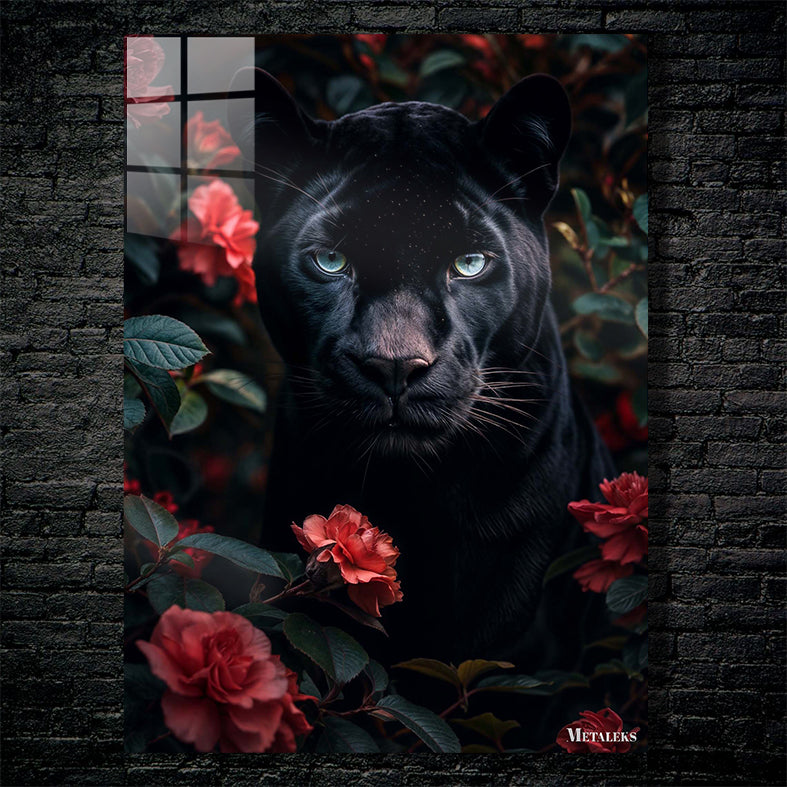 Panther Amidst Crimson Roses