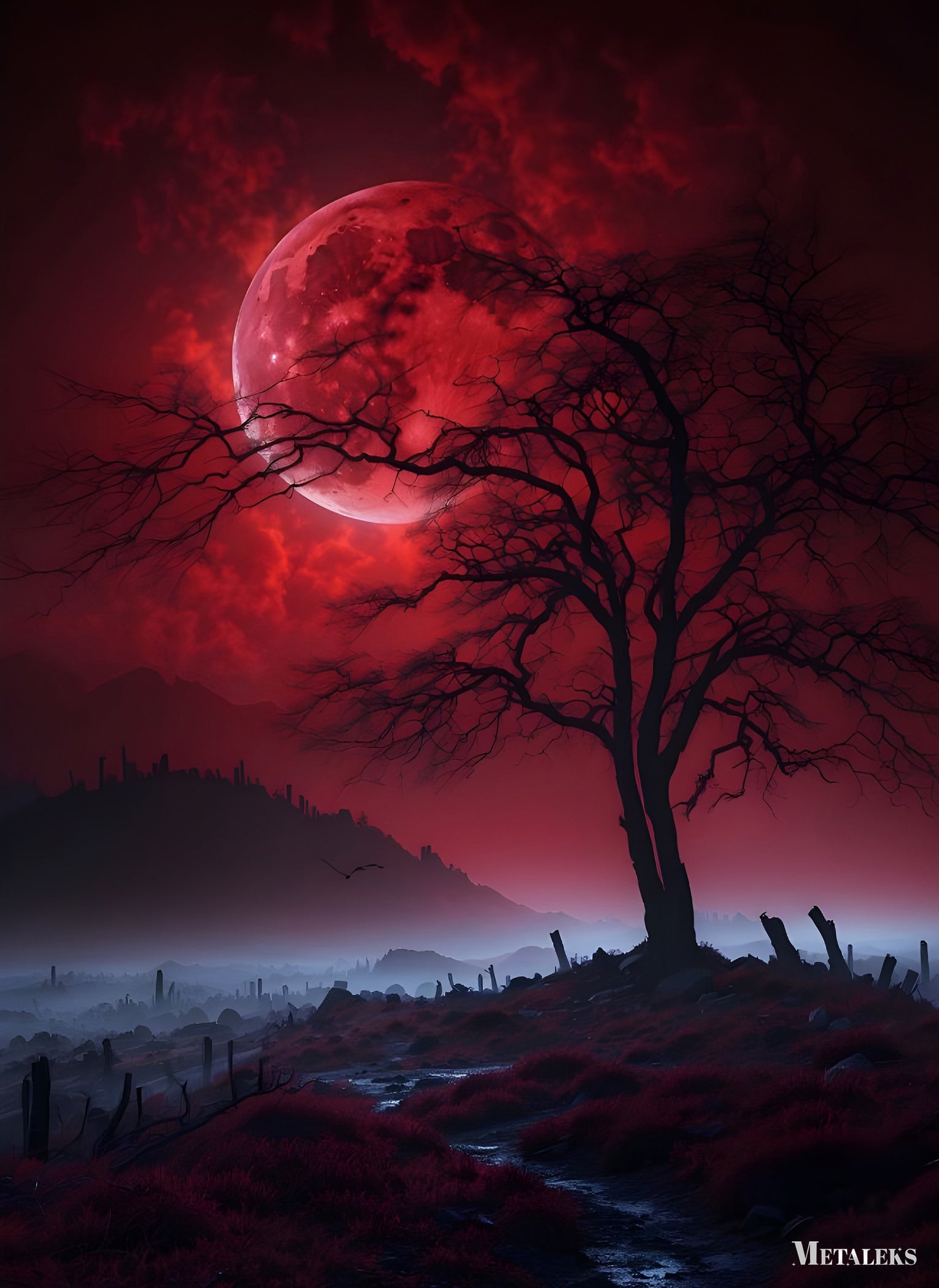 Red Moon at Night