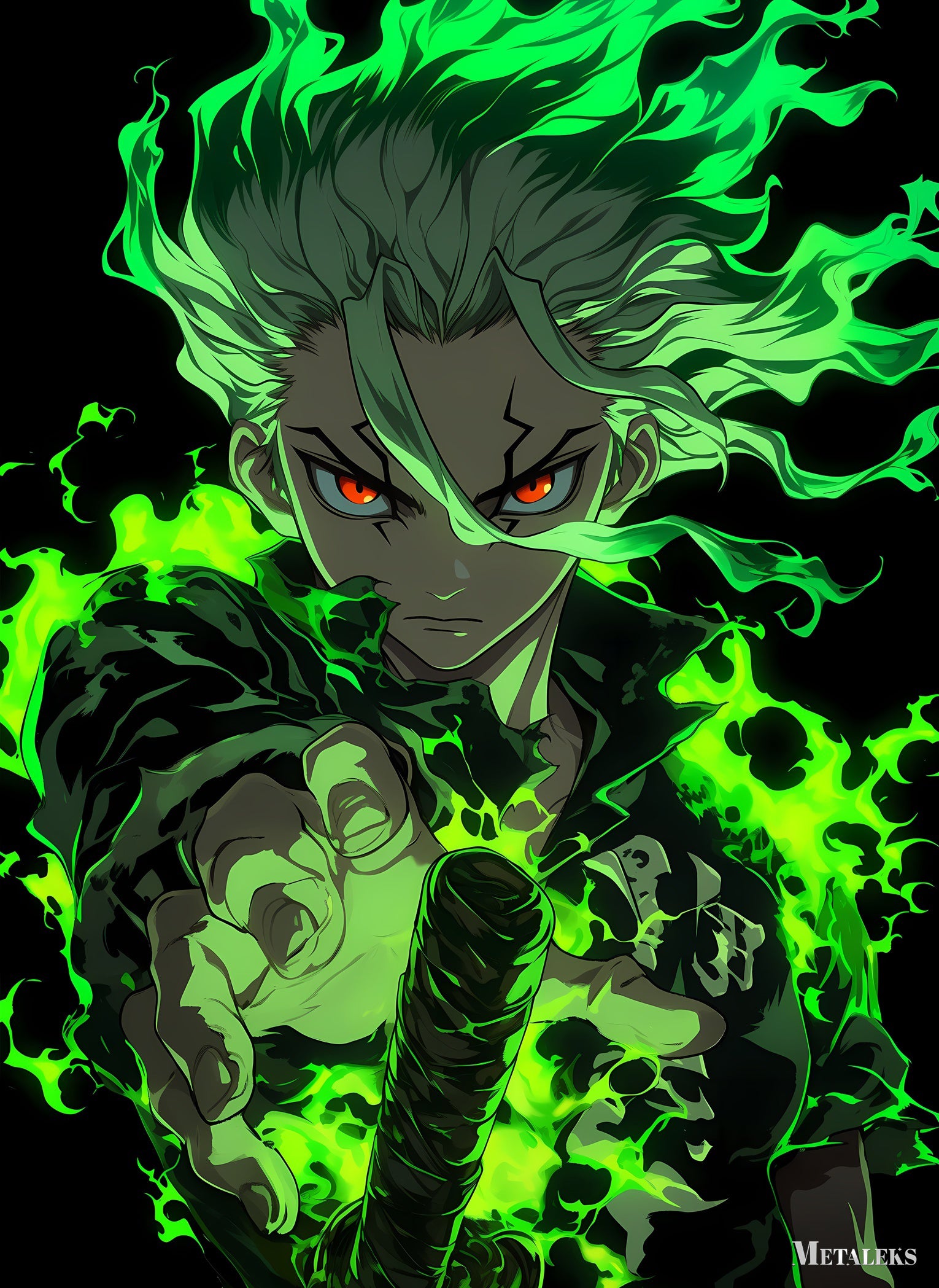 Senku Ishigami Green Fire