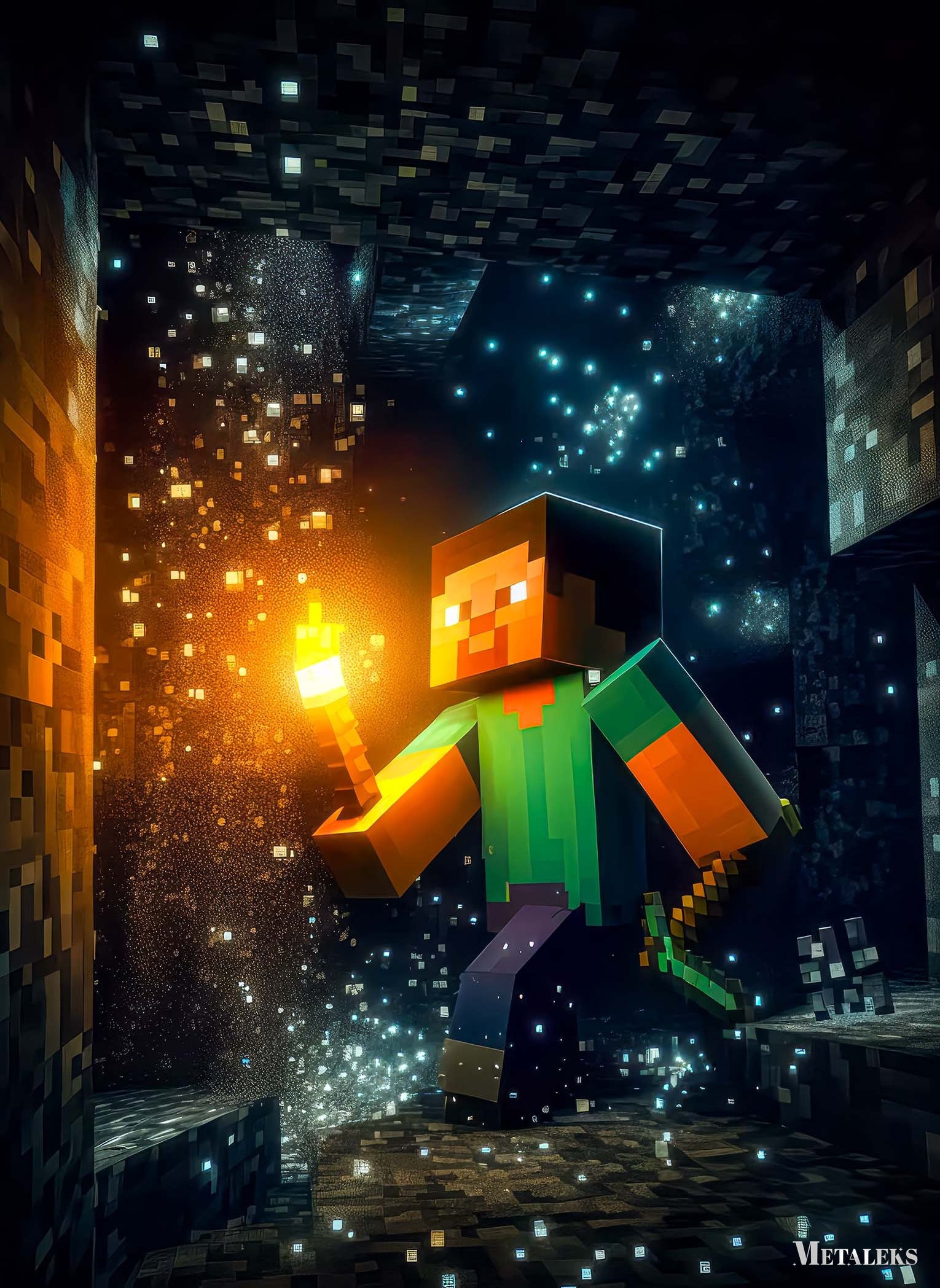 Steve in a cave