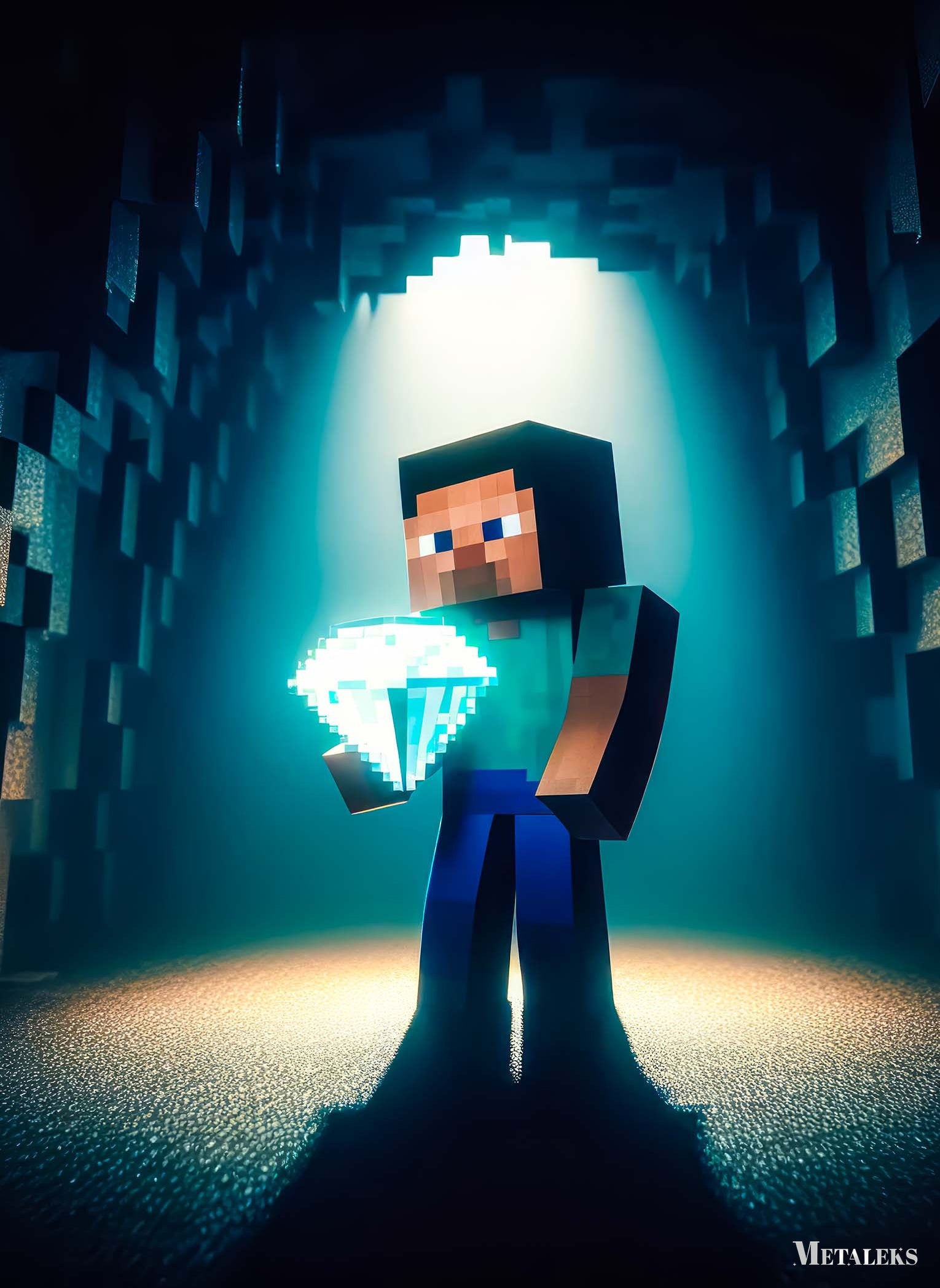 Steve with a diamond
