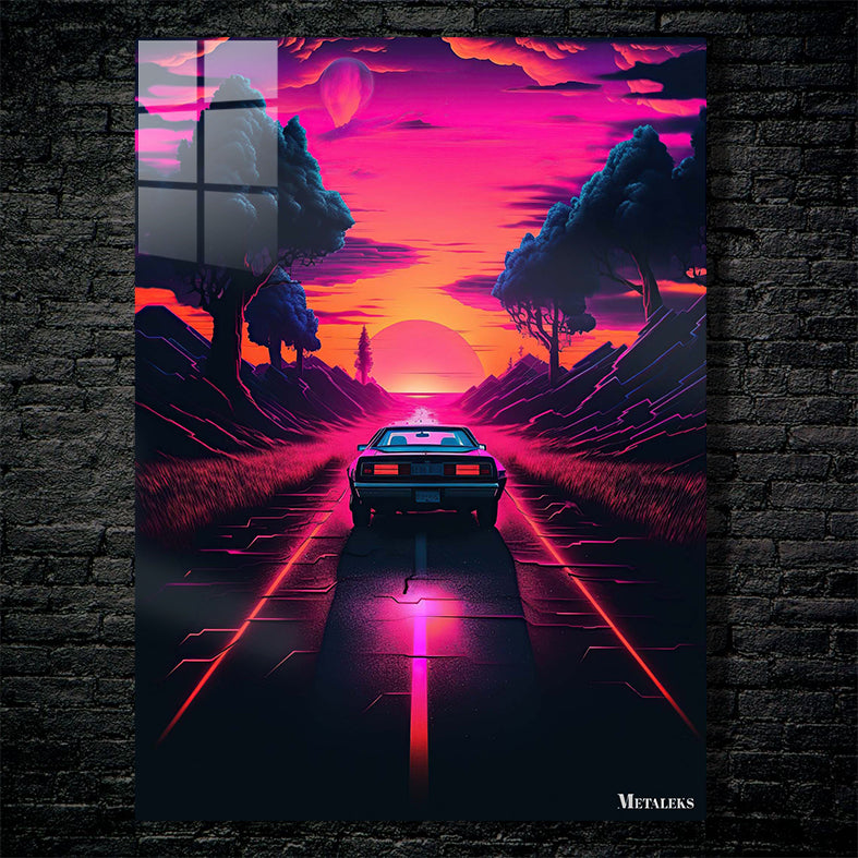 Synthwave Car on Road