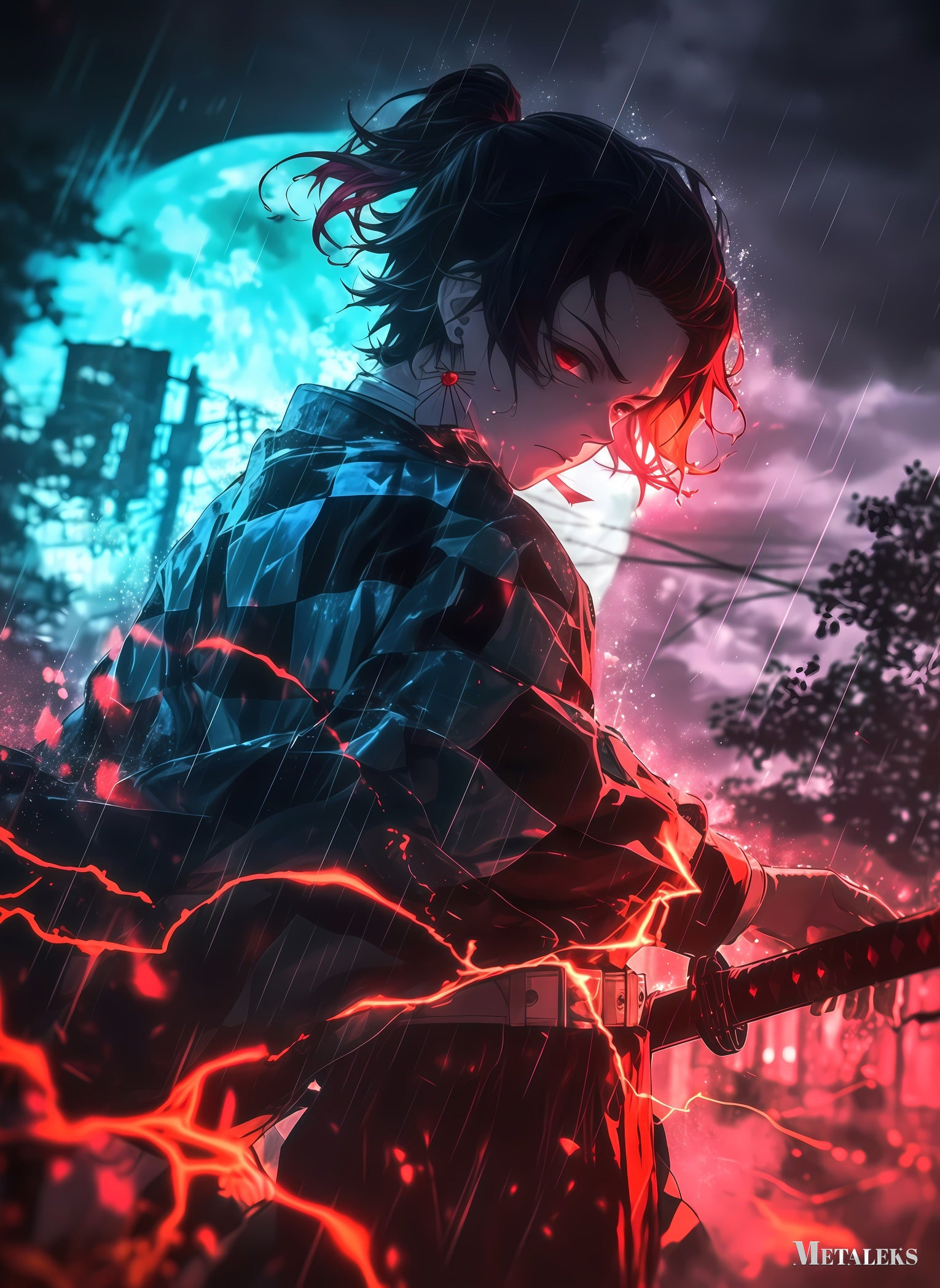 Tanjiro Cinematic Rain Wallpaper