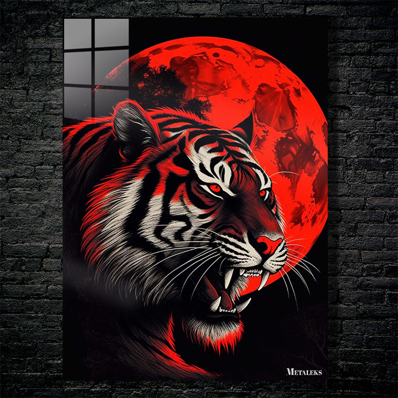 Tiger and red Moon