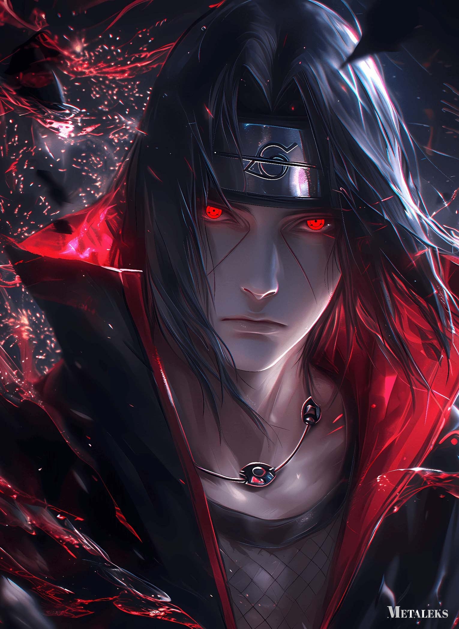 itachi uchiha neon portrait