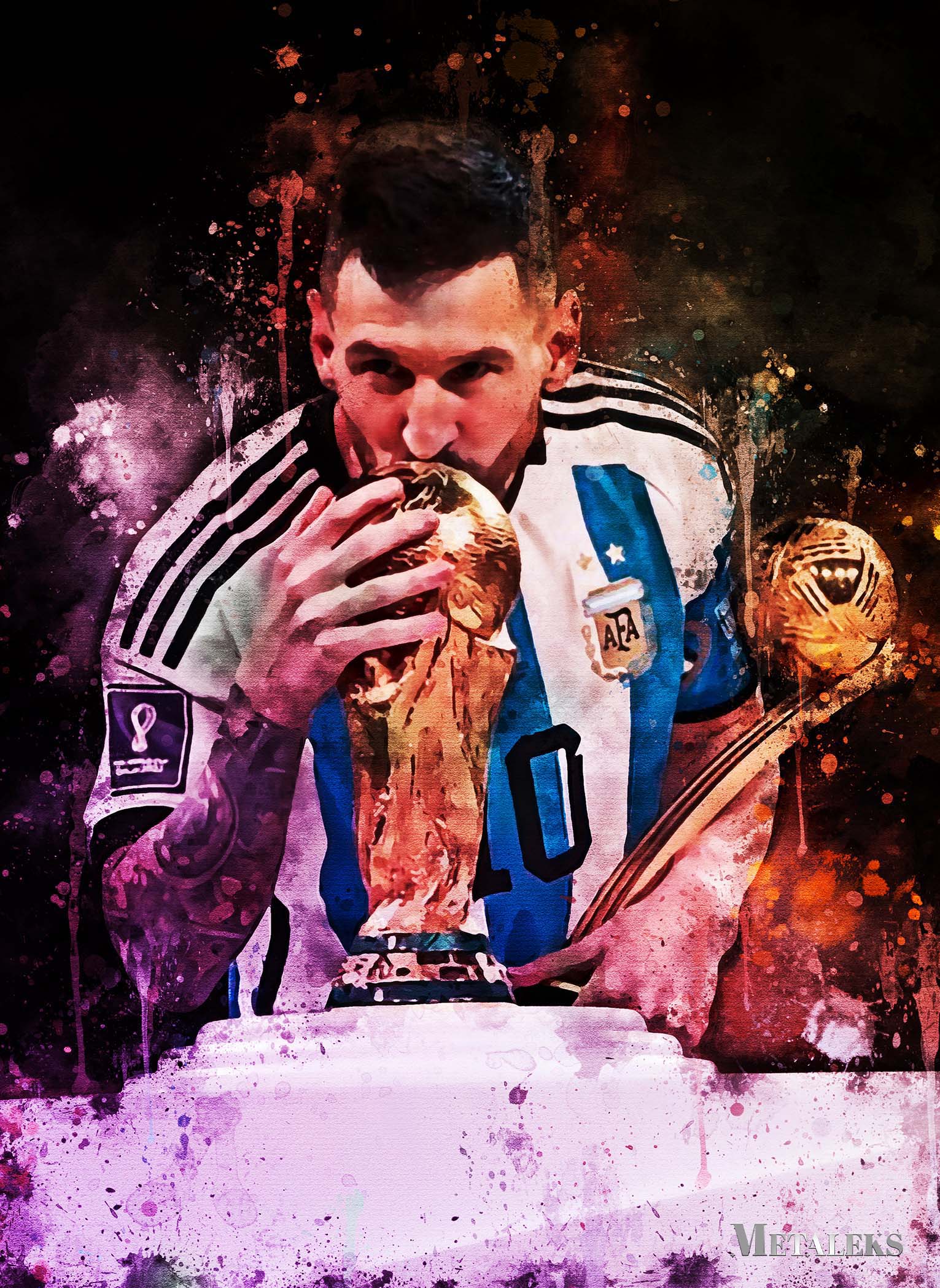 lionel messi watercolor world cup