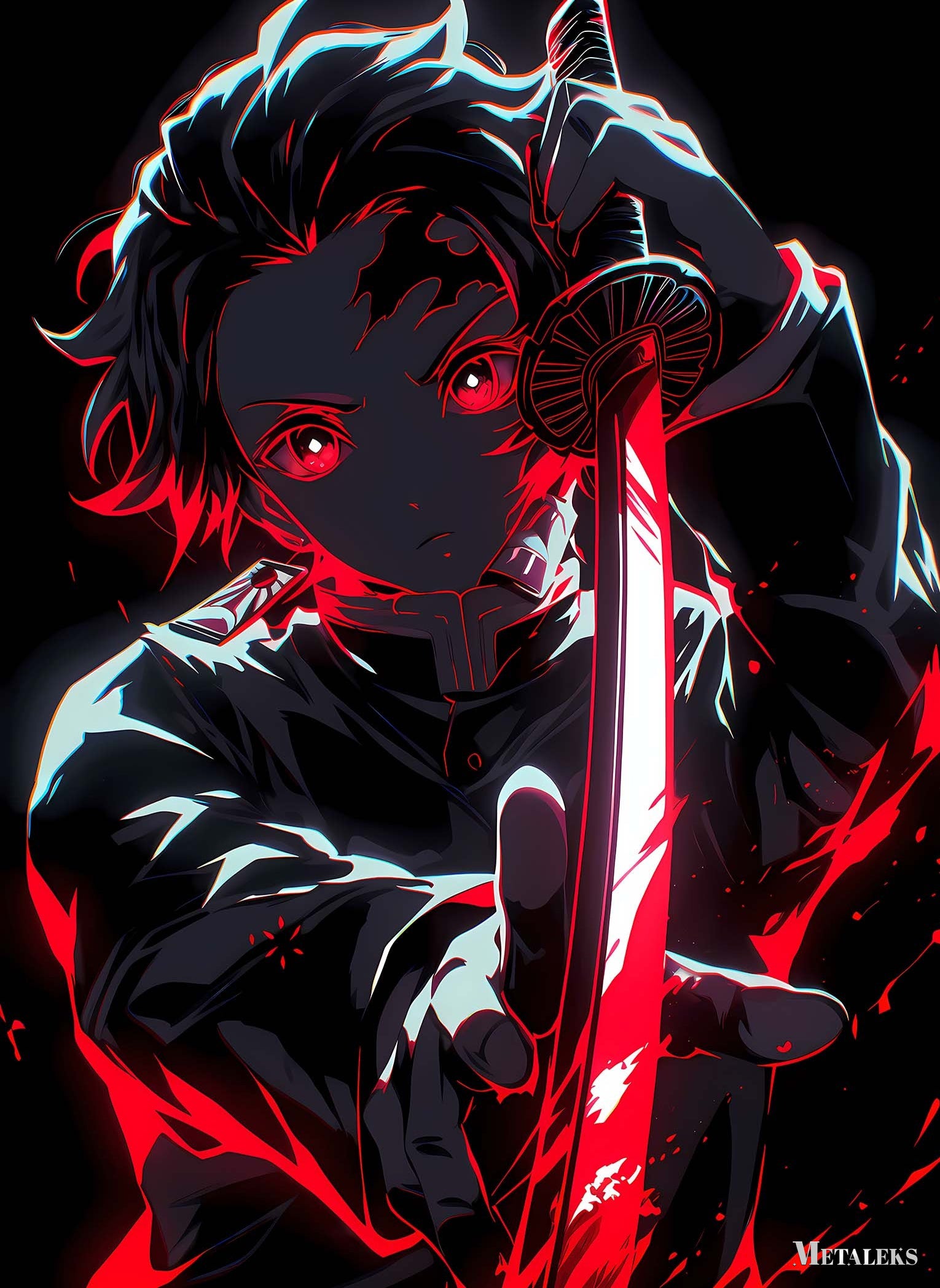 tanjito kamado neon portrait