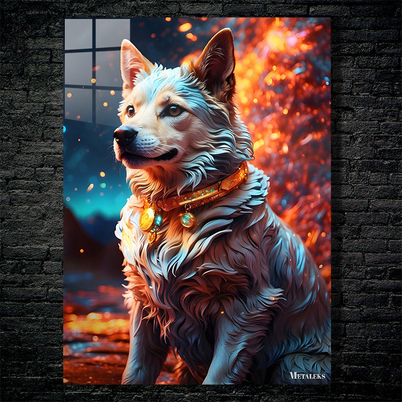 white wolf with collar
