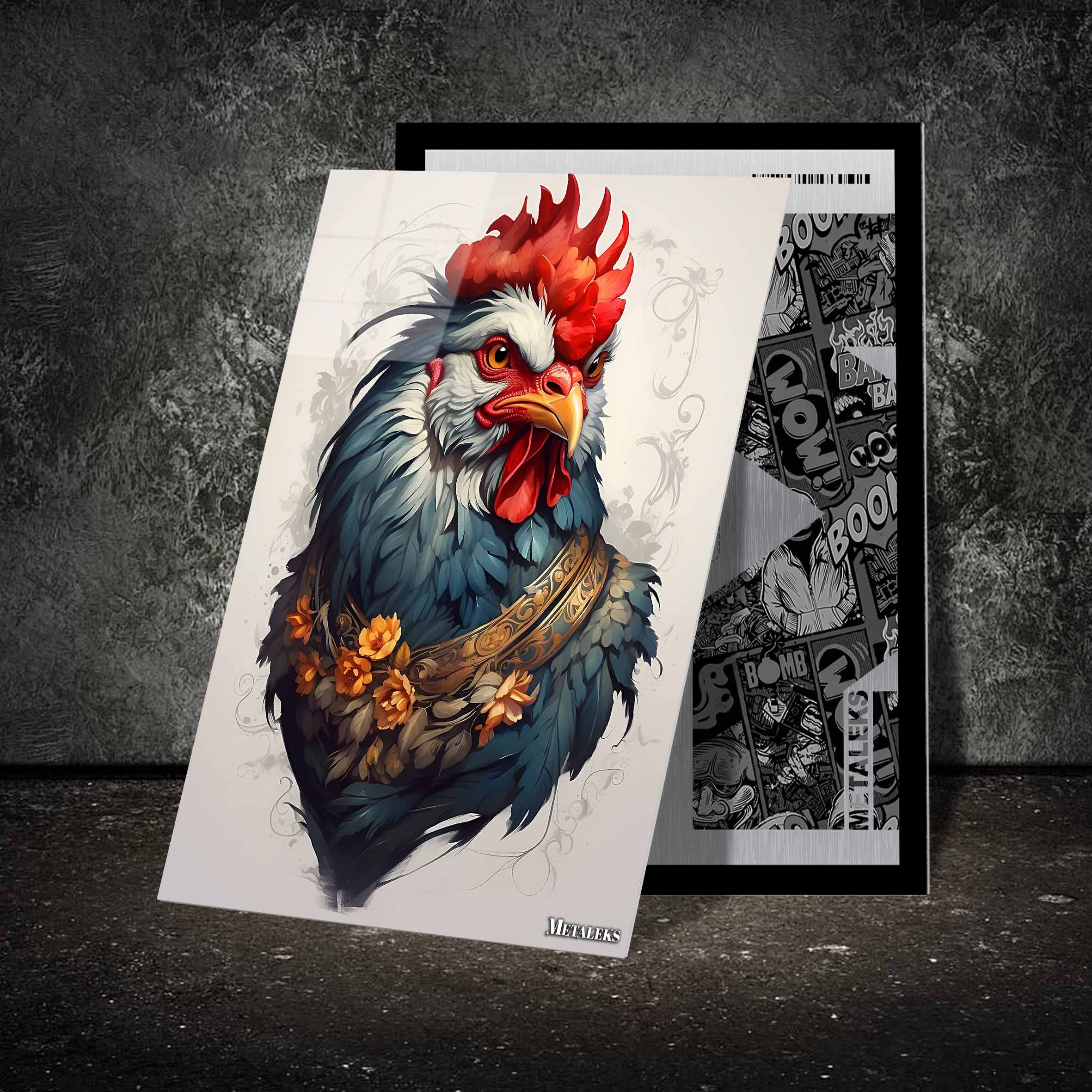 Blooms and Feathers: Regal Rooster in a Floral Crownimise